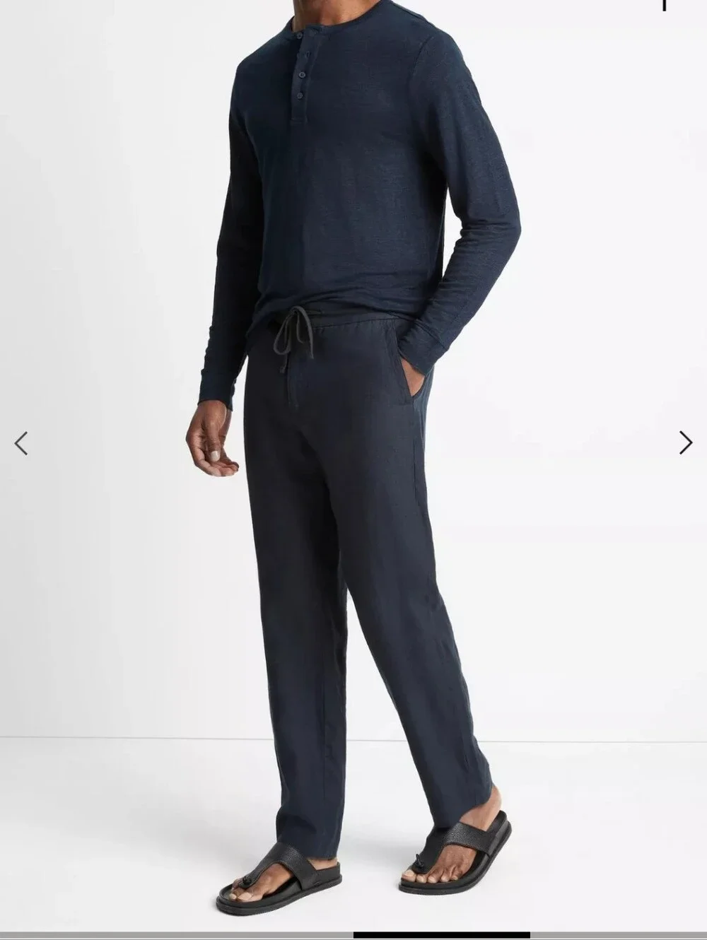 Vince Lightweight Hemp Men's Pant in Coastal Blue Drawstring Pockets Small